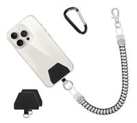 Doormoon Phone Lanyard Tether with Patch, Stretchy iPhone Lanyard Anti Theft Phone Strap for Anti-Drop Outdoor Skiing Hiking Cycling Climbing Compatible for iPhone Most Smartphones, Silver