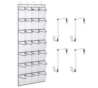 Doormounted Storage bag, Folding Shoe Racks 24Grid Bath Door Tidy with Hanger Shoe Organizer Large Door storage Shoe bag Hanging Storage rack behind the door, Multi-Use Storage for Home (White)