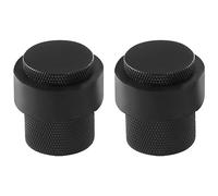 DOOROOM 1-1/2 Inch Length 1-3/5 Height Cylindrical Floor Mount Door Stopper - Heavy Duty Holder, Brass Hardware, Quiet Doorstop to Protect and Keep Open, 2 Pack, Matt Black