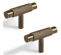 DOOROOM 4 Pack Single Hole Cabinet Pulls Antique Bronze Brass Kitchen Drawer Wardrobe Pulls Vintage Knobs, XS