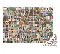 Doors Collage 1000 Piece Jigsaw Puzzle Vintage Windows Recycled Paper for Adults Framed Artwork 52x38cm/1000pcs