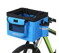 doorslay Detachable Bike Pet Basket, Front Basket, Foldable Bike Carrier with New Mounting System for Small Pet, Cat, Dog, Shoulder Strap for Shopping, Camping, Picnic, Fruits, Foot (Blue)