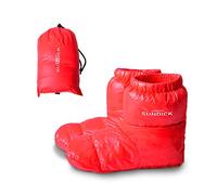 doorslay Down Booties Warm Socks for Men Women, Ultralight Sleeping Sock for Winter Camping, Backpacking, Soft & Cozy Camp Tent Bag Down Slippers Foot Warmer, Red, Medium