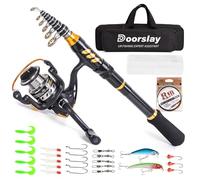 Doorslay Portable Fishing Set, Complete Professional Kit, 2.4m Telescopic Fishing Rod, Fishing Reel, Bait, 100m Line, For Beginners & Fishing Lovers (TypeB-18)