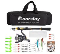 Doorslay Portable fishing set, fishing set complete professional, 1 * telescopic fishing rod, 1 * fishing reel, bait, 100m fishing line, for beginners and fishing lovers (Typ B-1.5M)