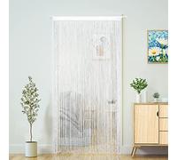 Doorway String Curtains, Boho Hippie Hanging Patio Tassels Screen Decor for Bedroom, Living Room, Kitchen, Fringe Divider Panel (39x79in/100x200cm, White)