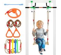 Doorway Swing for Kids & Door Pull Up Bar for Adults - Indoor Kid Swing with 4pcs Accessories - Multi-Function Doorway Gym for Family Fitness & Play (Orange)