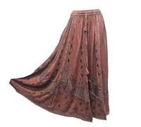 Doorwaytofashion Boho Maxi Skirt Gypsy Rayon/Viscose Net Lace Embroidered Full Flare Long Skirt 8 10 12 14 16 18 20 22 (UK, Alpha, One Size, Regular, Regular, Copper)