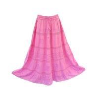Doorwaytofashion Women Cotton Maxi Full Length Skirt Embroidered Boho Casual Festival Summer UK 10,12,14,16,18 (Light Pink)