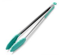 Doosu Extra Long Silicone Cooking Tong, 315℃ Heat Resistant, 40cm, Aqua Sky | Rubber Tipped for Air Fryer Hot Food, BBQ, Steak, Non Slip Grip with Locking, Heavy Duty Grilling Frying Camping Utensils