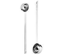 Doosu Long Handled Coffee Scoop, 18/8 Stainless Steel Measure, 25cm/15&30ml | Extra Long Metal Measuring Tablespoon Scooper for Ground Coffee Beans, Espresso, Protein Powder, Tea (1&2Tbsp, Silver)