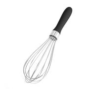 Doosu Metal Balloon Hand Whisk, 18/8 Stainless Steel Heavy Duty Manual Kitchen Whisk with 6 Sturdy Wires and Non-Slip Silicone Handle for Cooking Whipping Blending Beating Stirring (23cm, Black)