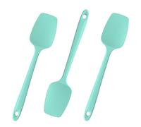 Doosu Silicone Spoon Spatula Spoonula, 315℃ Heat Resistant, 3 Pc, Aqua Sky | Food Grade Rubber Bowl Scraper, High Temp Safe, Flexible Cooking Utensil, Non-Scratch Seamless for Serving Folding Stirring