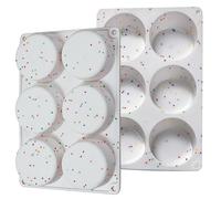 Dootafy Silicone Egg Bite Molds, 2 Pack Round 3 Inch Deep Molds for Egg Breakfast Sandwiches, Omelets, Dinner Rolls, Baking - White