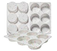 Dootafy Silicone Egg Bite Molds, 3 Pack Deep 3 Inch Round Molds for Egg Breakfast Sandwiches, Omelets, Dinner Rolls, Baking - White