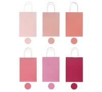 Doouble Valentine's Day Gift Bags, 6Pcs Romantic Pink Series Wrap Bag Bulk Premium Gift Packaging with Handles, Elegant Party Favors for Wedding, Anniversary & Love Celebration Gift Wrapping, 8 x 6 x