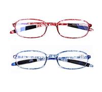 DOOViC 2 Pack Anti Blue Light Reading Glasses Clear LensTR90 Flexible Tortoiseshell Frame Spring Hinge Silicon Tips Computer Eyewear for Men Women +2.5 (Red + Blue)