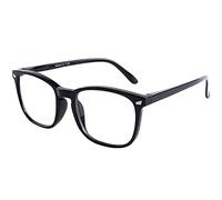 DOOViC Blue Light Blocking Computer Glasses Black/Square Lens Large Frame Non Prescription Glasses for Men/Women +0.0