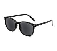 DOOViC Reading Sunglasses Mens +1.0 Black/Square Smoke Lens Large Frame Sun Readers Glasses for Women