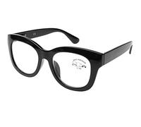 DOOViC Round Reading Glasses 1.25 Anti Blue Light Black Large Frame Wide Arms Spring Hinge Computer Readers for Women/Men
