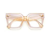 DOOViC Square Frame Reading Glasses 1.0 Blue Light Filter Balck Oversized Large Lens for Womens/Ladies