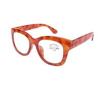 DOOViC Womens Reading Glasses Blue Light Blocking 1.25 Orange Round Frame