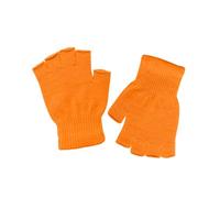 DOOVID Winter Knit Warm Mittens for Women & Men - Stretch Half Finger Gloves, Orange, One Size