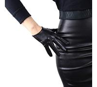 DooWay Touchscreen Black Short Women Fashion Gloves Faux Leather 16cm 6-inch Evening Party Driving