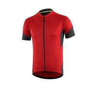 Dooy Men's Cycling Bike Jersey, Short Sleeve MTB Shirts with 3 Rear Pockets-Breathable,Smooth Zipper Biking Shirt Red