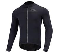 Dooy Men's Cycling Jersey Winter Thermal Long Sleeves Bike Jersey Breathable Softshell Jacket with Full Zipper and Rear Pockets(Black,3XL)