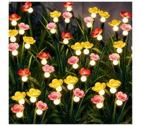 DooYard Solar Garden Lights 2 Pack - Swaying Flower&Firefly Light, Swaying in The Wind, Solar Outdoor Lights, Yard Patio Pathway Decoration, High Flexibility Iron Wire & Realistic Flower&Firefly (2)