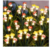 DooYard Solar Garden Lights 4 Pack - Swaying Flower&Firefly Light, Swaying in The Wind, Solar Outdoor Lights, Yard Patio Pathway Decoration, High Flexibility Iron Wire & Realistic Flower&Firefly (4)