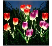 DooYard Solar Tulip Garden Lights 2 Pack - Glowing Tulip Flowers & Stems, Upgraded Solar Panel, Outdoor Decorative Lights for Garden Lawn Patio Pathway Yard, Gift for Mom (2 Pack)