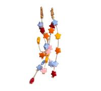 Dopamine Colorful Star Tassel Drop Earrings, Long Acrylic Five Point Star Dangle Hook Earrings, Korean Fresh Cute Summer Statement Jewelry for Women