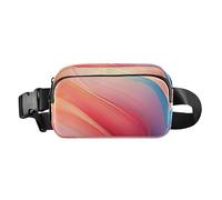 Dopamine Macaron Colorful Lines Cute Fanny Pack Waist Bag for Women Men Mini Sling Bag Travel Accessory with Adjustable Strap for Workout Running Hiking
