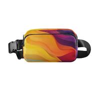 Dopamine Macaron Colorful Lines Stylish Waist Pack Crossbody Bag for Men Women Water Resistant Croose Body Purse with Adjustable Strap for Cycling Hiking Gym