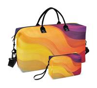 Dopamine Macaron Colorful Lines Travel Duffel Bags Weekender Overnight Bag Gym Carry on Duffel Bags with Adjustable Strap for Travel Waterproof
