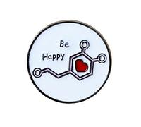 Dopamine Molecule Brooch Pins with Heart Design, Creative Alloy Blouse Pins, Science Chemistry Brooch Pins Round Enamel Lapel Pin Badge for Students, Teachers, Scientists, Jackets, Backpacks and Daily