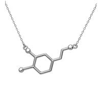 Dopamine Molecule Pendant Necklace | in 925 sterling silver | silver gold rose gold | nerd student girlfriend happy lucky pharmacy chemistry nurse | by Serebra Jewelry (Sterling Silver)