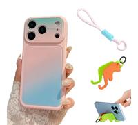 Dopamine Phone Case, Summer Vibe Dopamine Color Block Phone Case for iPhone 17/16/15/14 Pro Max, Color Pop Phone Cases with Cute Lanyards and Stands (B-03,for iPhone14)