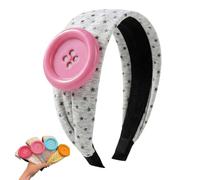 Dopamine Style Oversized Button Headband for Women - Retro Polka Dot & Star Pattern Fabric Hair Band, 3D Large Button Decor, Cute Comfortable Headband for Girls Daily Wear (Pink)