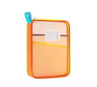 Dopamine Test Paper Storage Bag A4 3 Layer Zipper Mesh Bags Thickened Multifunctional Stationery Organizer(Orange)