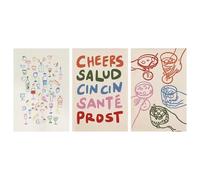 Dopamine Wall Art Set of 3 Funky Wine Poster Colorful Cheers Salud Prints Decor Eclectic Drinks Canvas Maximalist Food Cocktail Oil Painting for Retro Dinner Table Bar Cart Decor 16x24inch Unframed