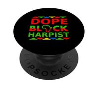 Dope Black Harpist African American Harp Player Musician PopSockets Adhesive PopGrip