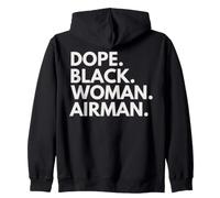 Dope Black Woman Airman Empowered Black History Month Zip Hoodie