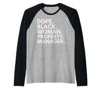 Dope Black Woman Property Manager African American Pride Raglan Baseball Tee