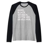 Dope Black Woman Software Developer African American Pride Raglan Baseball Tee