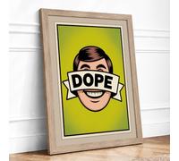 Dope Face Pop Art Framed Wall Art Print A2 (59.4×42cm) Oak, Wall Decor for Living Room, Bedroom, Office & Home, Ready to Hang, Art Gift