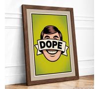 Dope Face Pop Art Framed Wall Art Print A3 (42×29.7cm) Walnut, Wall Decor for Living Room, Bedroom, Office & Home, Ready to Hang, Art Gift