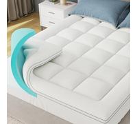 DOPEDIO Dual Layer Memory Foam Mattress Topper King, 7cm Total Thickness, 5cm Cooling Gel Memory Foam with 2cm Quilted Pillow Top Mattress Pad, Deep Pocket Fits 20-53cm Mattresses(150x200cm)